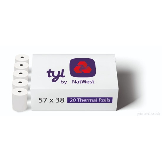 Thermal rolls for Tyl by NatWest (box of 20) buy 8 boxes get 2 FREE & Free delivery