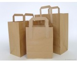 50 Brown Paper Carrier Bags with Flat Handles Kraft Takeaway Bags H29 x L32 x D16